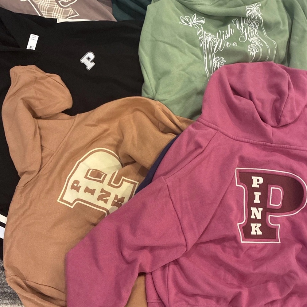 5 New Victoria Secret PINK Logo Hoodies XXL Wholesale Lot $274 plus a free gift